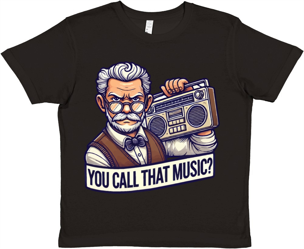 Retro Grandpa with Boombox Illustration Premium Kids Crewneck T-shirt