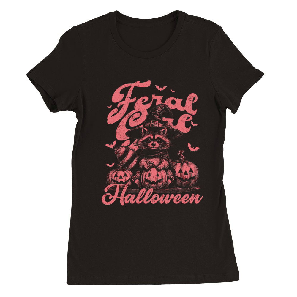 Feral girl Halloween Raccoon D Red Premium Womens Crewneck T-shirt