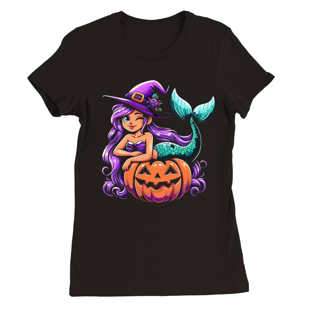 Mermaid and pumpkins Premium Womens Crewneck T-shirt
