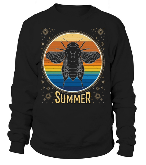 Cicada Retro Sunset 70s Vintage Cicadas Bug Sweatshirt Unisex
