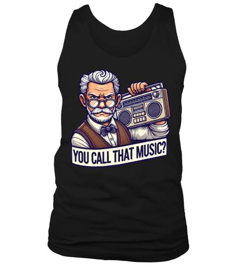 Retro Grandpa with Boombox Illustration Tank Top Unisex