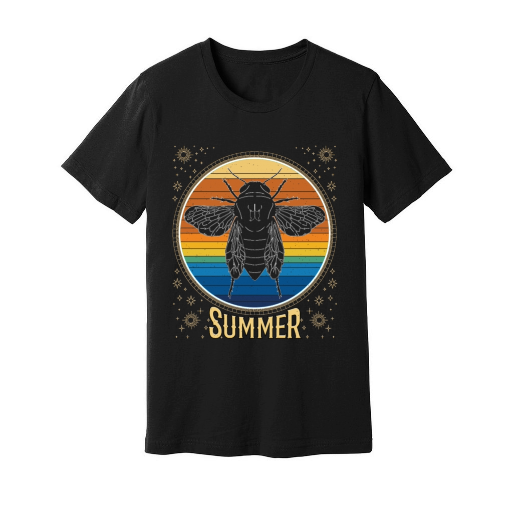 Cicada Retro Sunset 70s Vintage Cicadas Bug Unisex Jersey Tee
