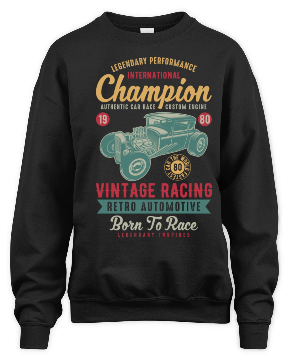 Vintage Racing Car Champion Retro Design Unisex Premium Crewneck Sweatshirt