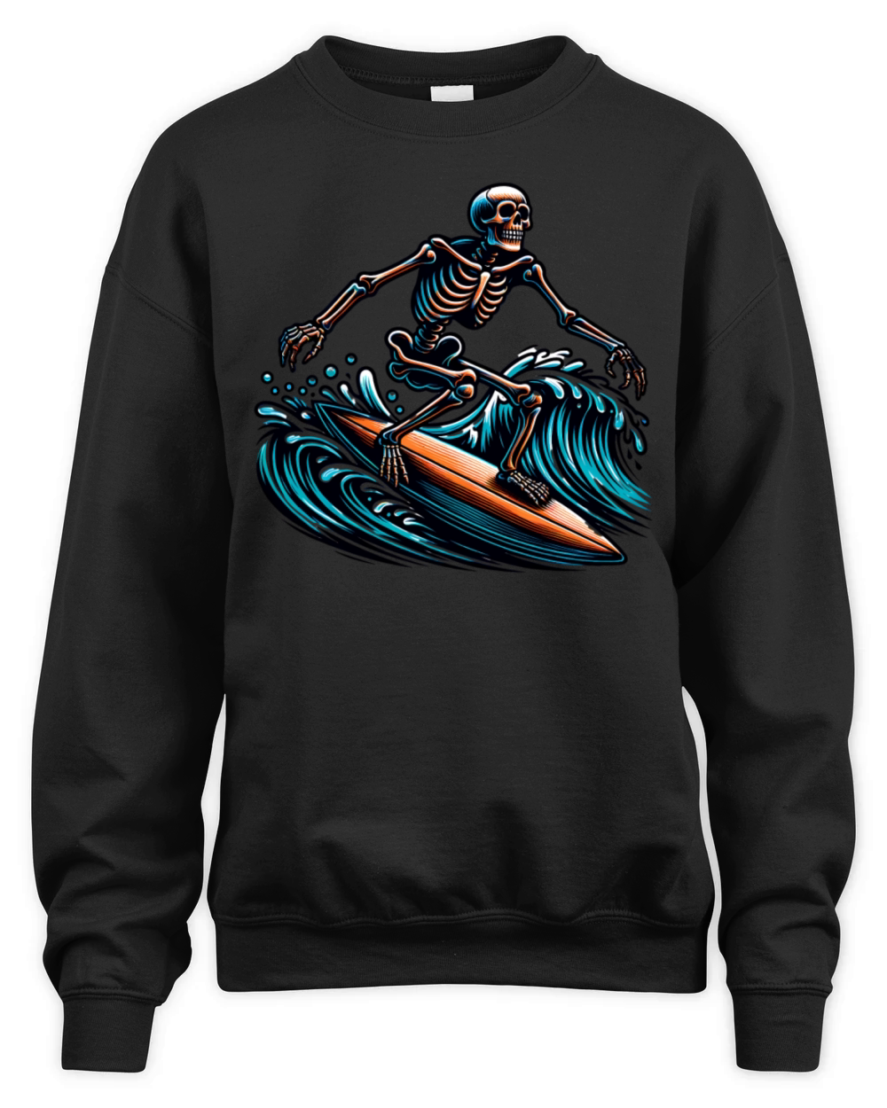 Vintage Surfing Skeleton Shirt Halloween Surfboard Unisex Premium Crewneck Sweatshirt