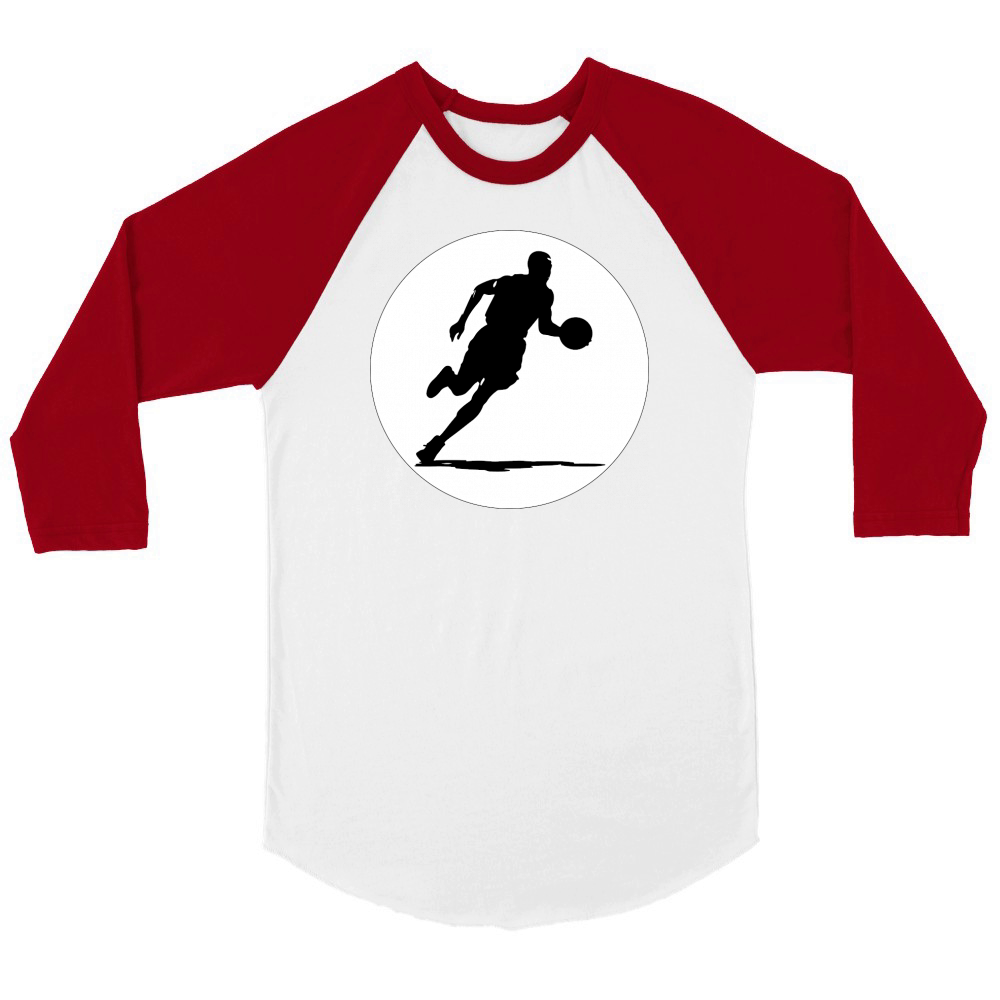 Basketball Player Silhouette (7) Unisex ¾ sleeve Raglan T-shirt
