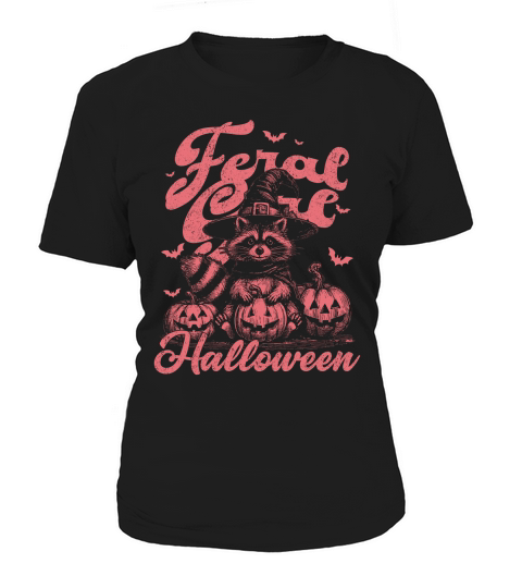 Feral girl Halloween Raccoon D Red Women's T-Shirt