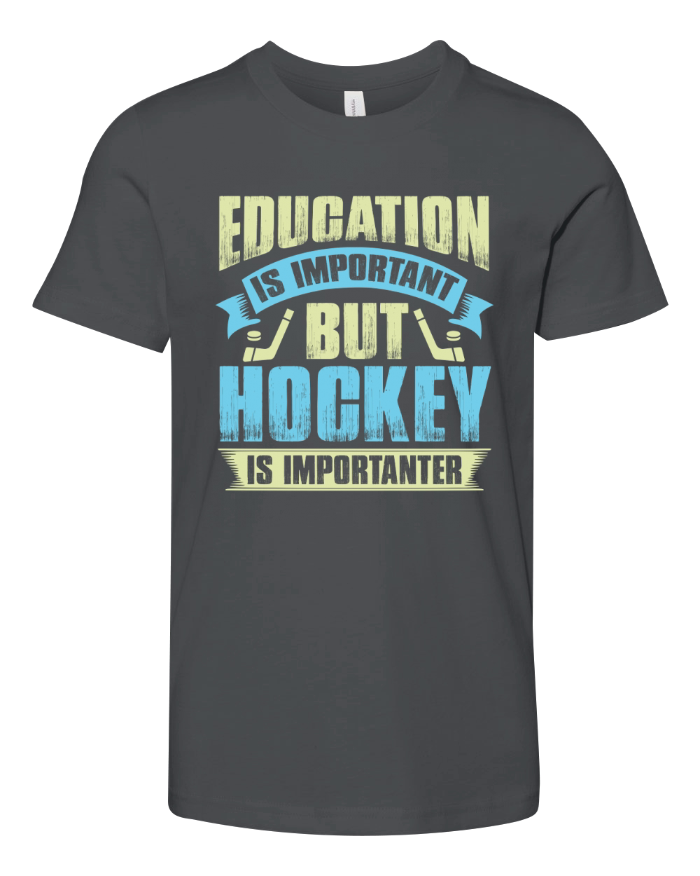 Education is important but hockey is importanter Youth Unisex Jersey Tee