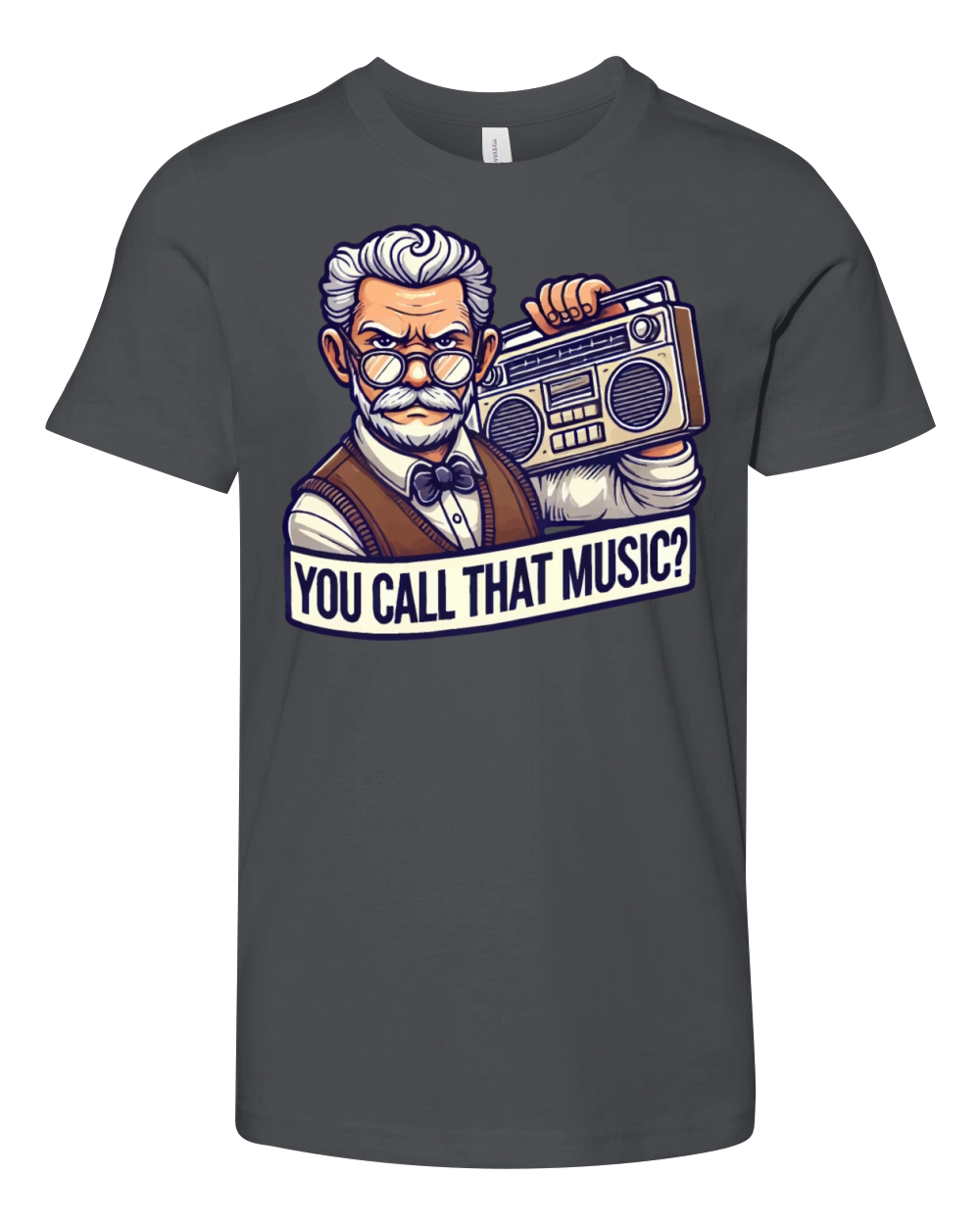 Retro Grandpa with Boombox Illustration Youth Unisex Jersey Tee