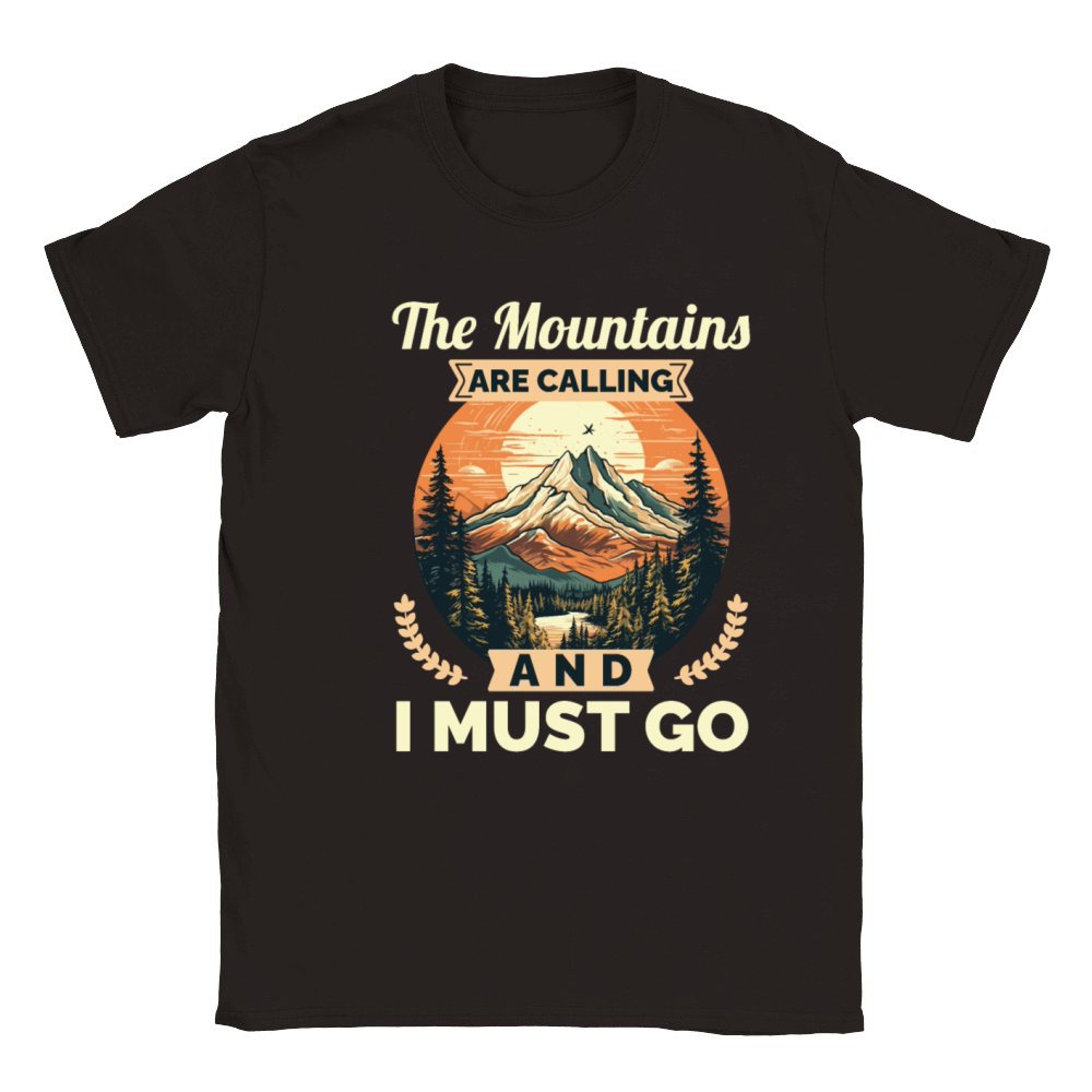 Retro Adventure Design The Mountains Are Calling Classic Kids Crewneck T-shirt