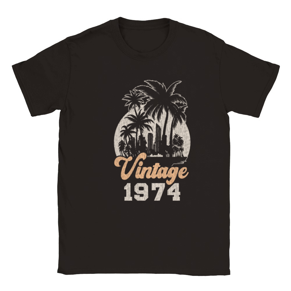 Vintage 1974 Birthday Palm Trees Classic Kids Crewneck T-shirt