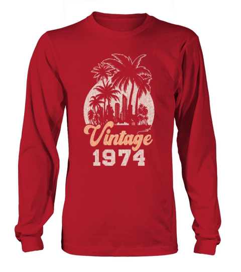 Vintage 1974 Birthday Palm Trees Long sleeved Unisex