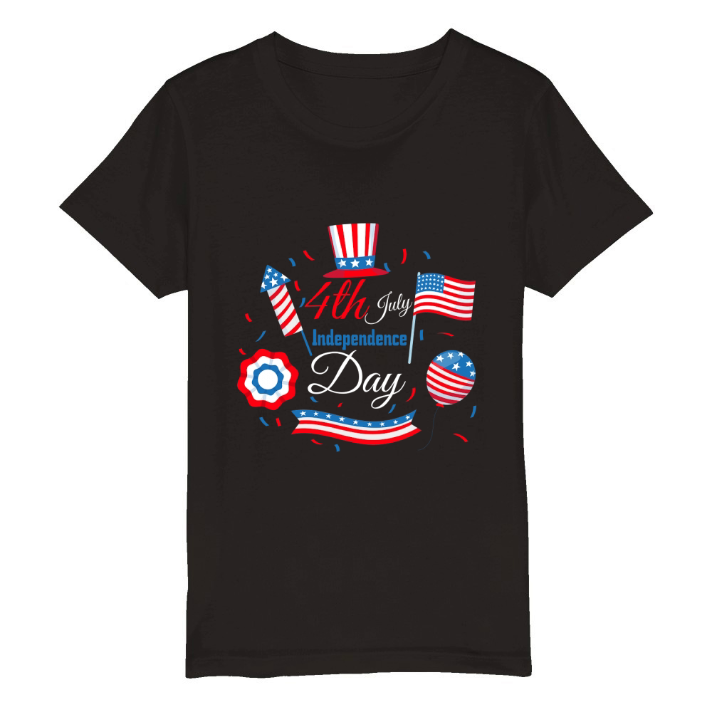4th of July us Independence Day Organic Kids Crewneck T-shirt