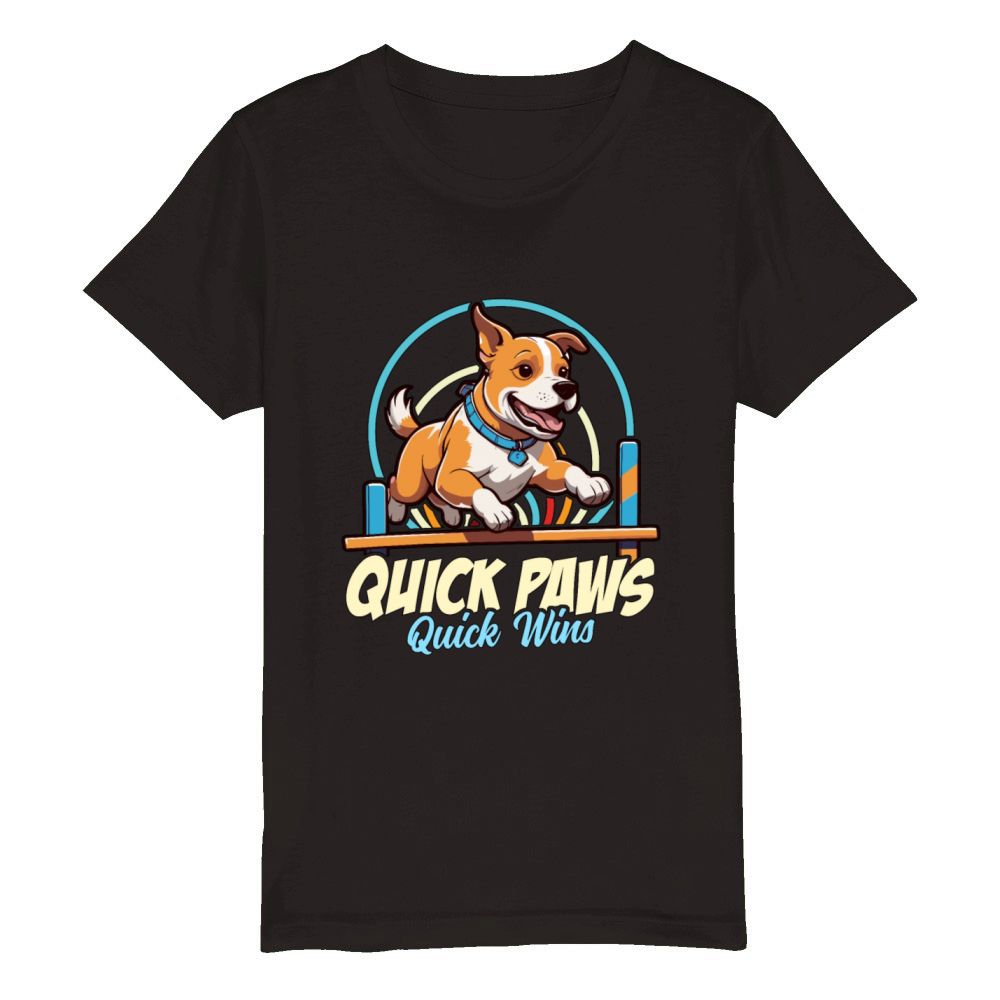 Dog Agility Training Quick Paws Quick Dog Sports Organic Kids Crewneck T-shirt