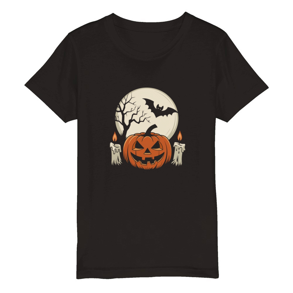 Vintage Pumpkin Scene Halloween Classic T-Shirt Organic Kids Crewneck T-shirt