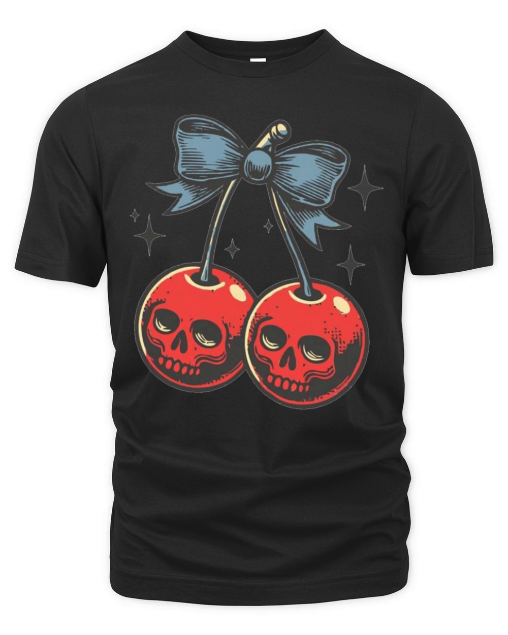 Skull Cherries coquette Bow Vintage Halloween Organic Unisex T-shirt