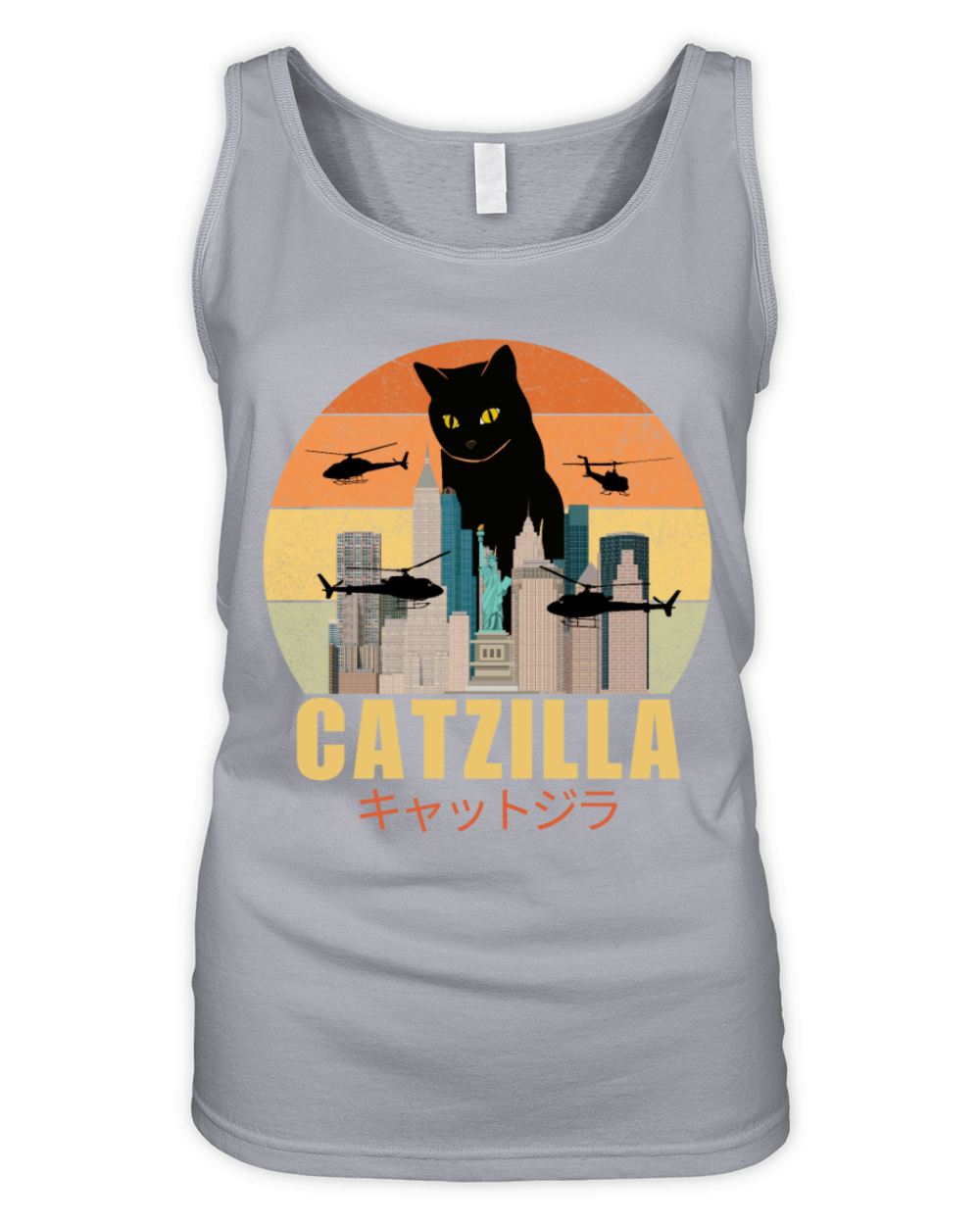 Retro Vintage Catzilla Japanese Cute Cat Lover Organic Women's Tank Top