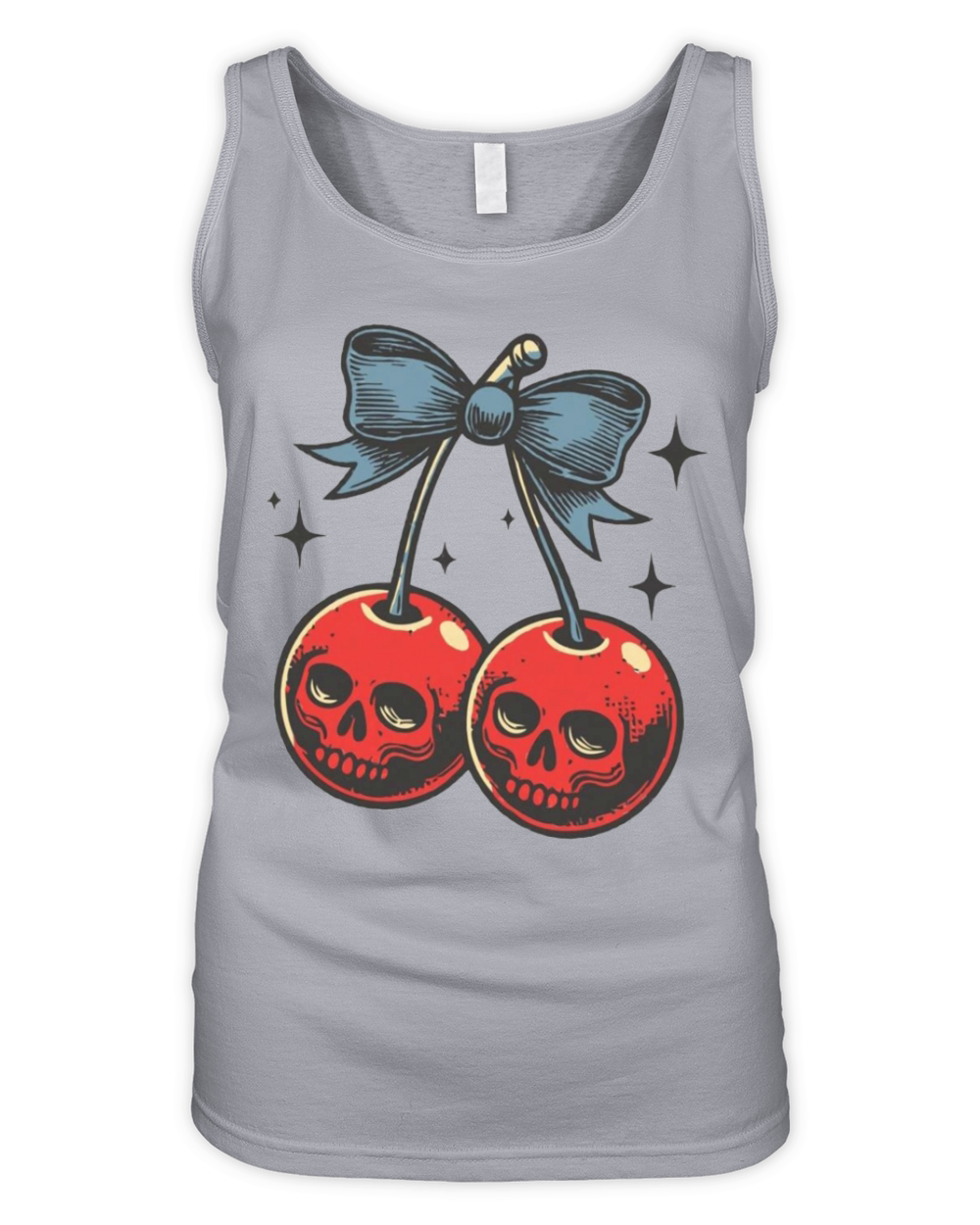 Skull Cherries coquette Bow Vintage Halloween Organic Women's Tank Top