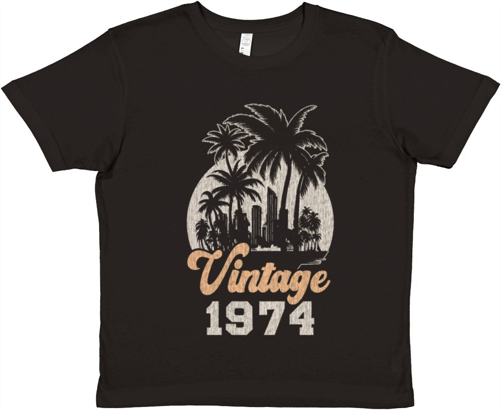 Vintage 1974 Birthday Palm Trees Premium Kids Crewneck T-shirt