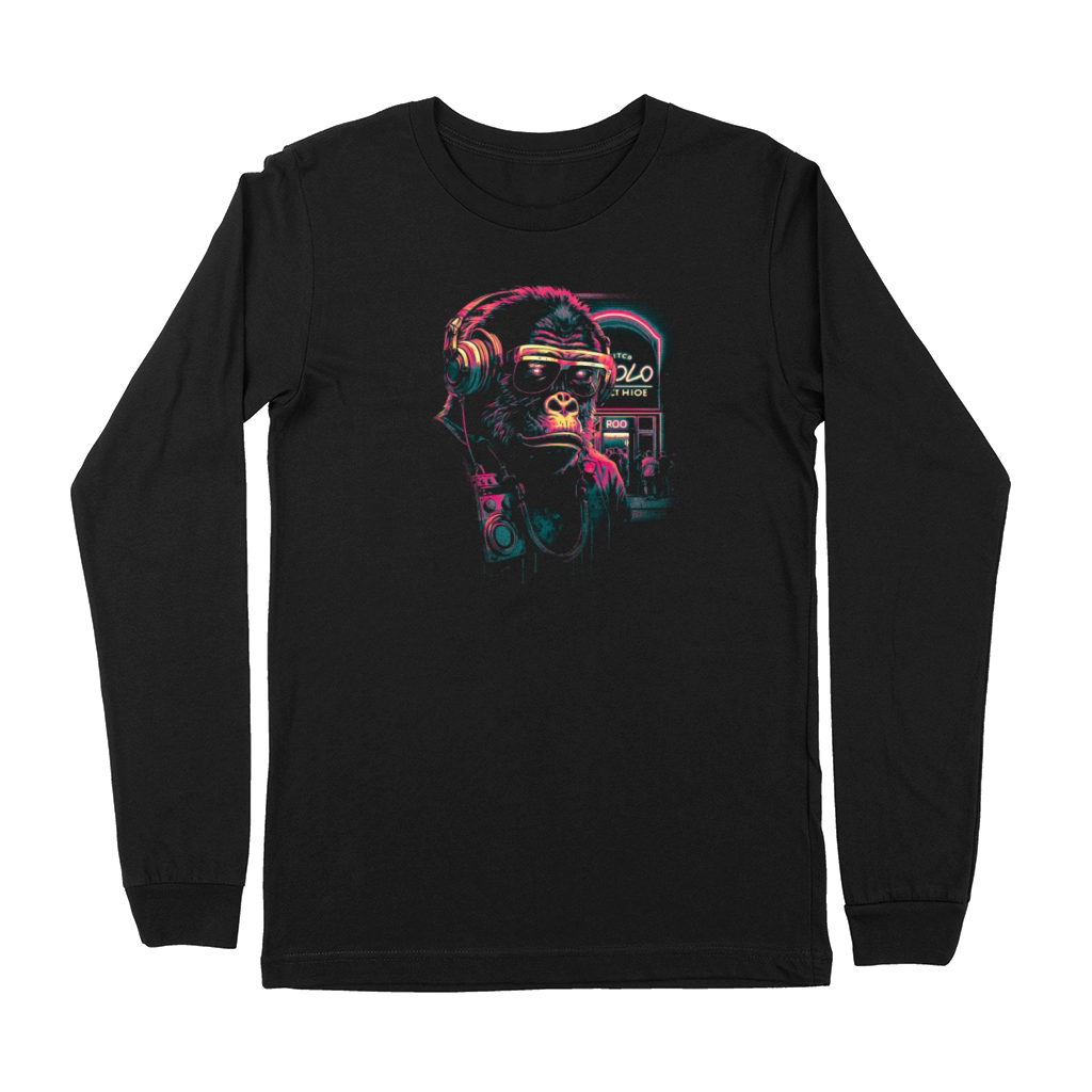Hardcore Rave Raver DJ House-EDM Music Gorilla Premium Long Sleeve