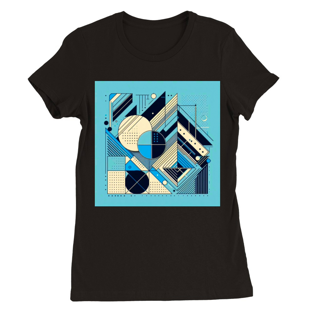 Minimalist Geometric Shapes Retro Style Premium Womens Crewneck T-shirt