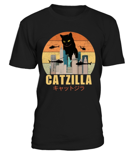 Retro Vintage Catzilla Japanese Cute Cat Lover T-Shirt Unisex