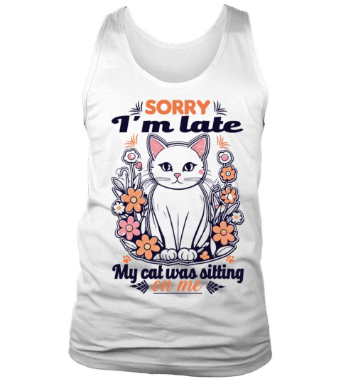 Adorable cat in flowers in Vintage style design Tank Top Unisex