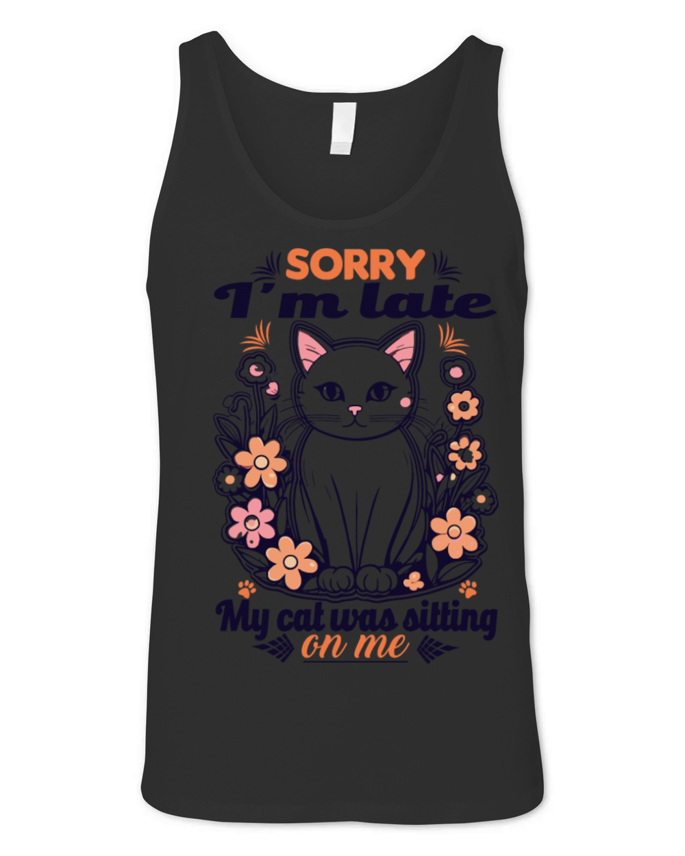 Adorable cat in flowers in Vintage style design Unisex Jersey Tank