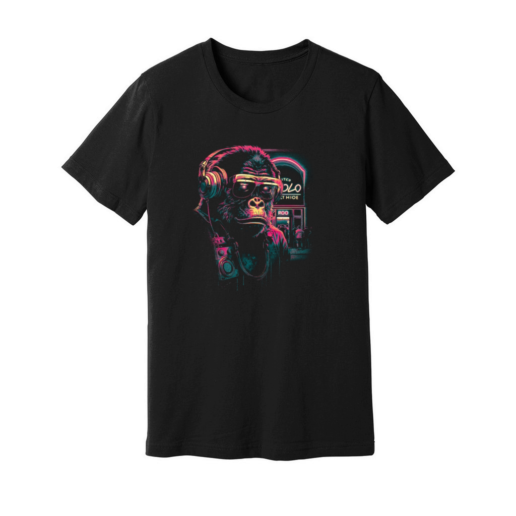 Hardcore Rave Raver DJ House-EDM Music Gorilla Unisex Jersey Tee
