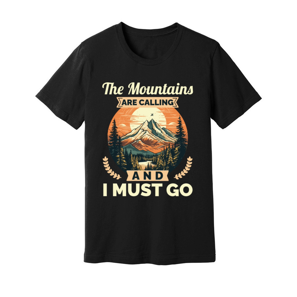 Retro Adventure Design The Mountains Are Calling Unisex Jersey Tee