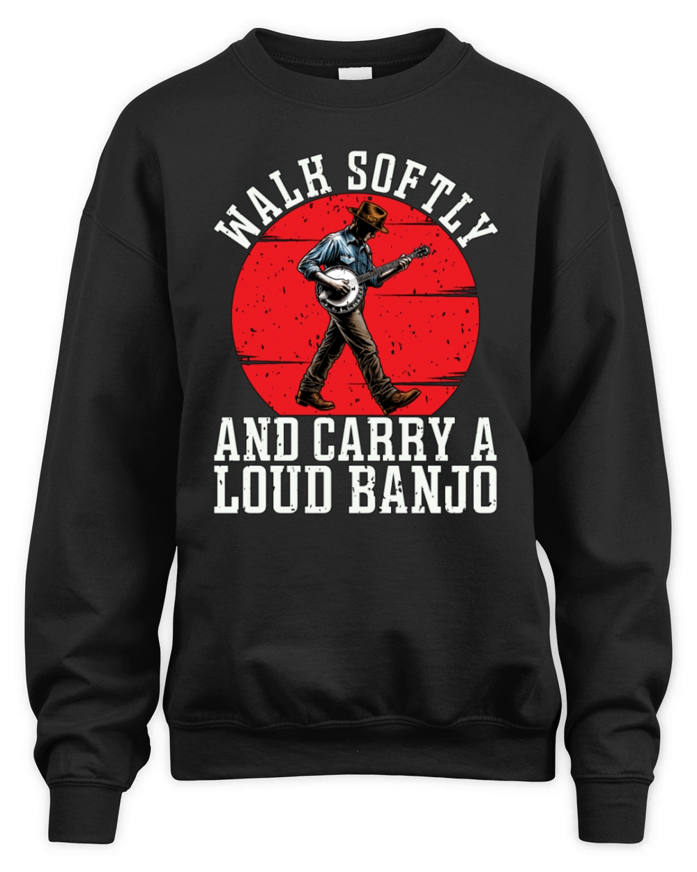 Folk Music Walk Slowly And Carry String Instrument Unisex Premium Crewneck Sweatshirt