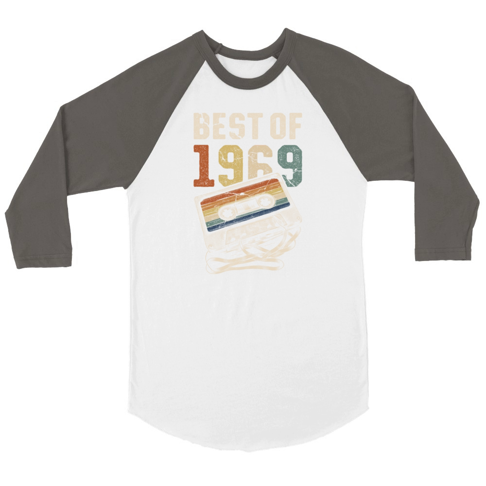 Best Of 1969 Birthday Cassette Tape Unisex ¾ sleeve Raglan T-shirt