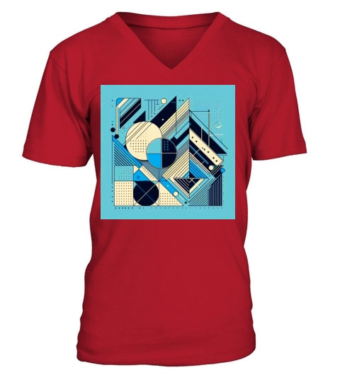 Minimalist Geometric Shapes Retro Style V-Neck T-shirt