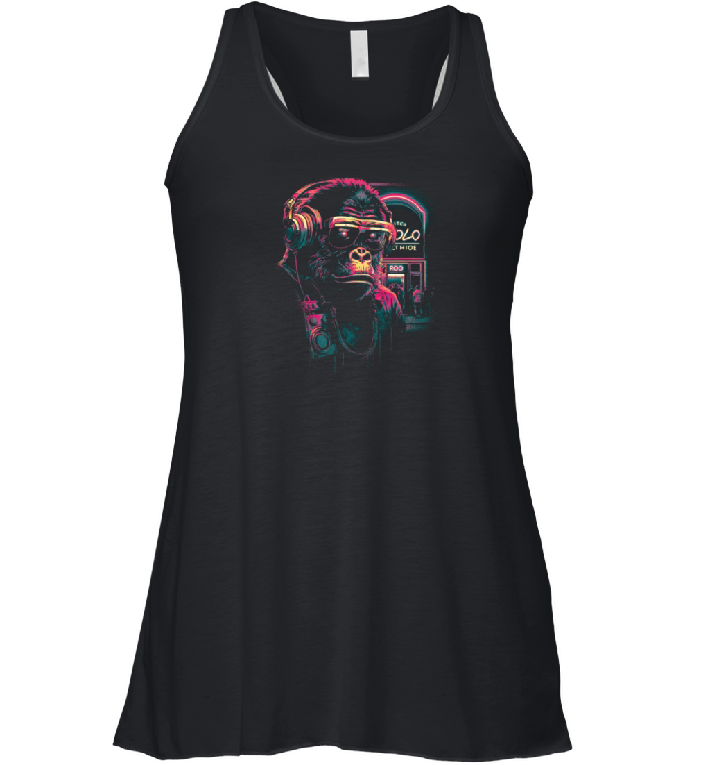 Hardcore Rave Raver DJ House-EDM Music Gorilla Women's Flowy Tank Top