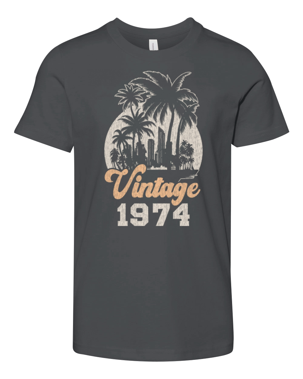 Vintage 1974 Birthday Palm Trees Youth Unisex Jersey Tee