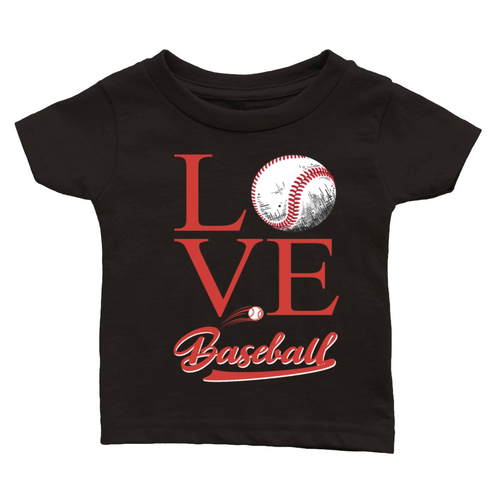 Love Baseball Cute Women Men Girls Baseball Lovers Classic Baby Crewneck T-shirt