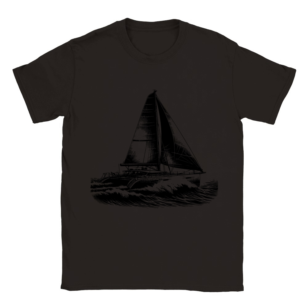 Double Hull Catamaran Sailboat In Waves Classic Kids Crewneck T-shirt