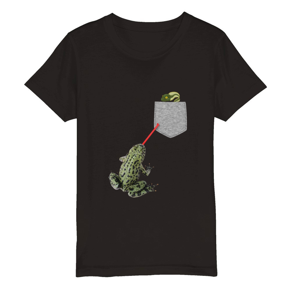 Frog Tongue Reaching For Tadpole In Your Pocket Organic Kids Crewneck T-shirt