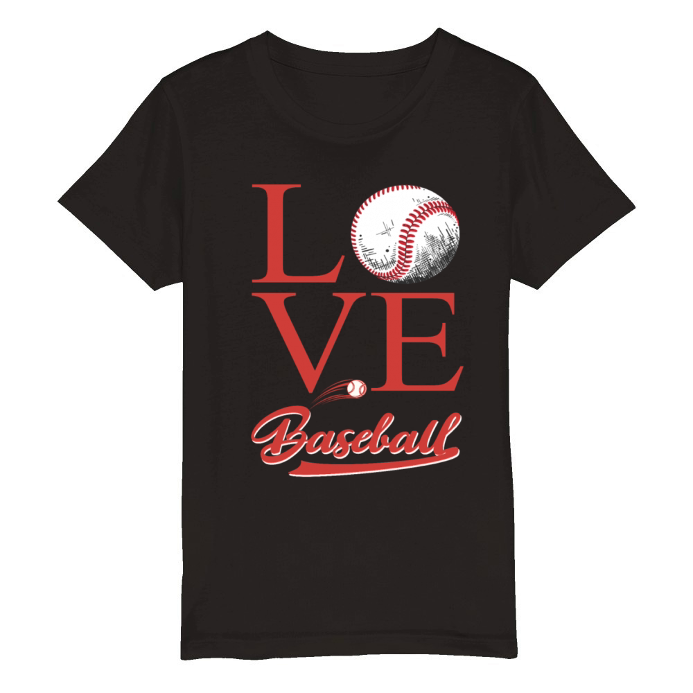 Love Baseball Cute Women Men Girls Baseball Lovers Organic Kids Crewneck T-shirt