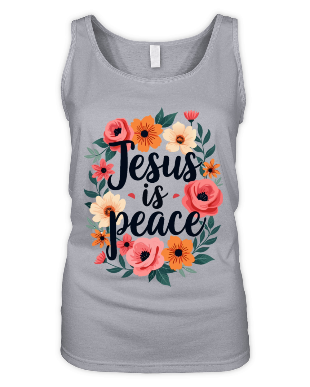 Jesus Is Peace Christian Quote Flower Floral Organic Women's Tank Top