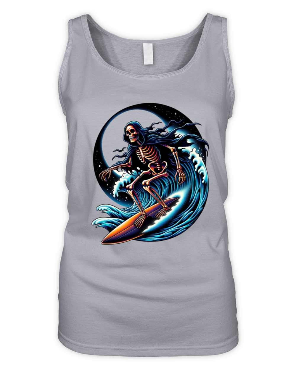 Vintage Surfing Skeleton Shirt Halloween Surfboard Organic Women's Tank Top