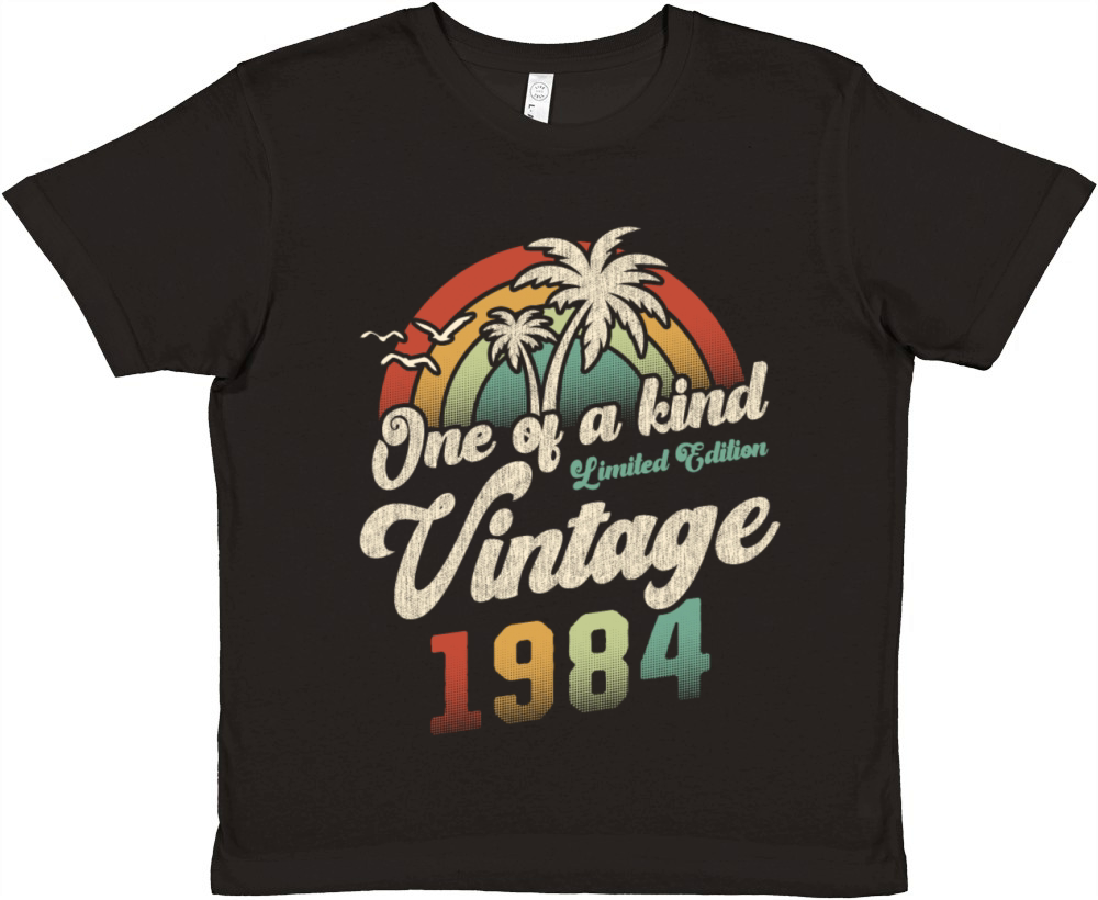 Vintage 1984 Birthday Palm Trees Premium Kids Crewneck T-shirt