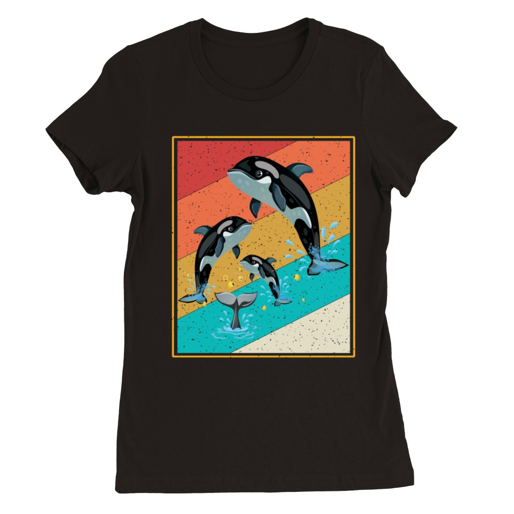 Vintage Orca Retro Style Killer Whale Premium Womens Crewneck T-shirt