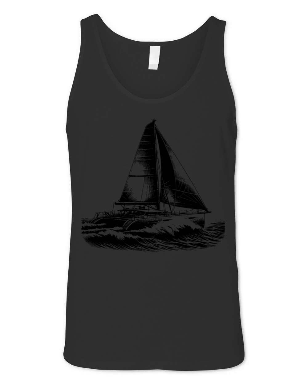 Double Hull Catamaran Sailboat In Waves Unisex Jersey Tank
