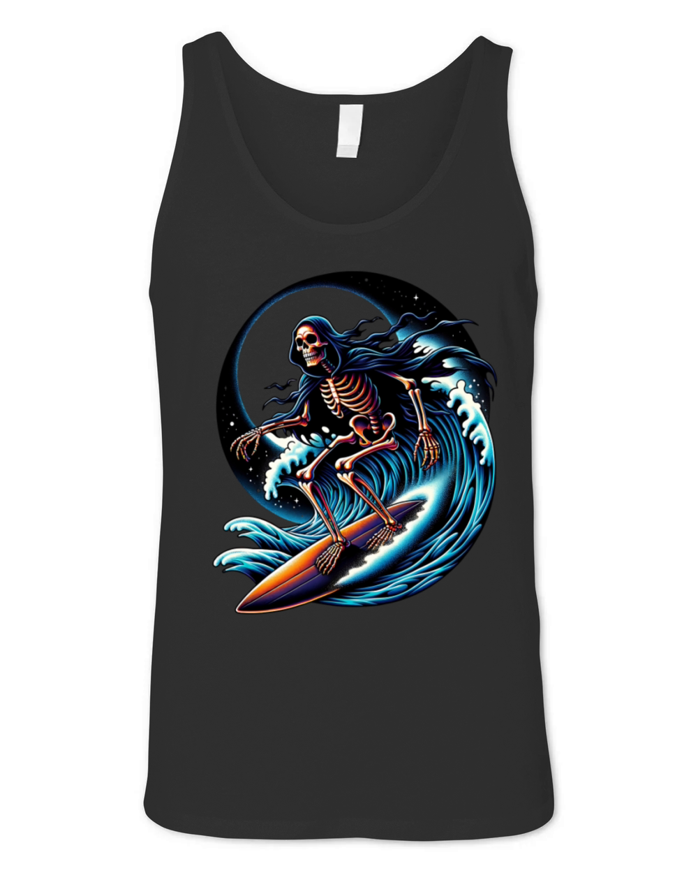 Vintage Surfing Skeleton Shirt Halloween Surfboard Unisex Jersey Tank