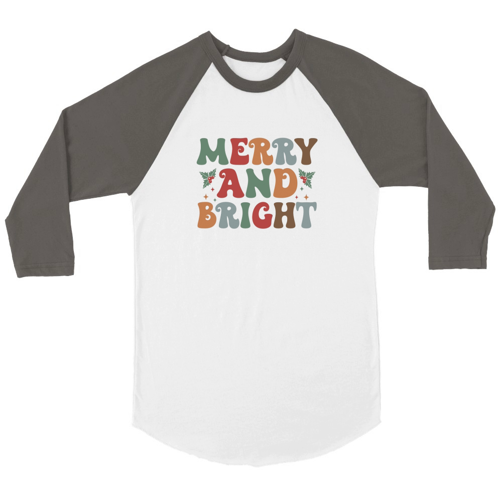 Merry and bright Unisex ¾ sleeve Raglan T-shirt