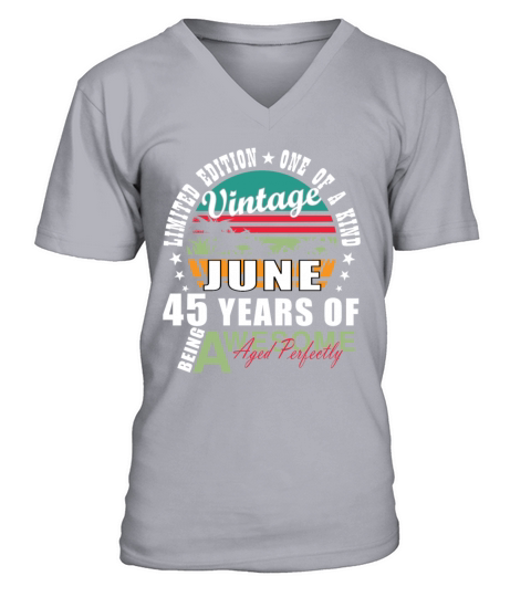 45th birthday 45 years June 1979 V-Neck T-shirt