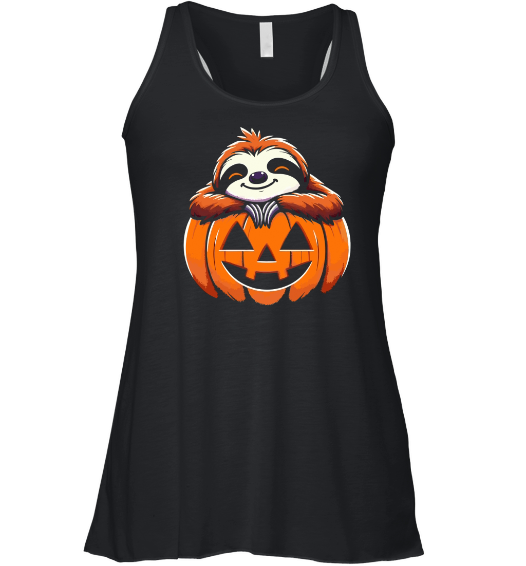 Sloth In Halloween Pumpkin Women's Flowy Tank Top