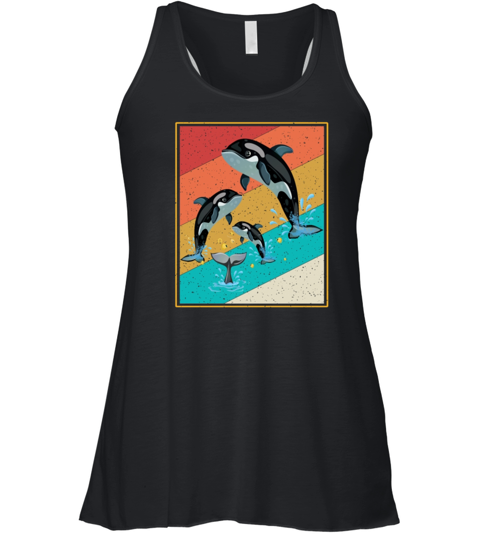 Vintage Orca Retro Style Killer Whale Women's Flowy Tank Top