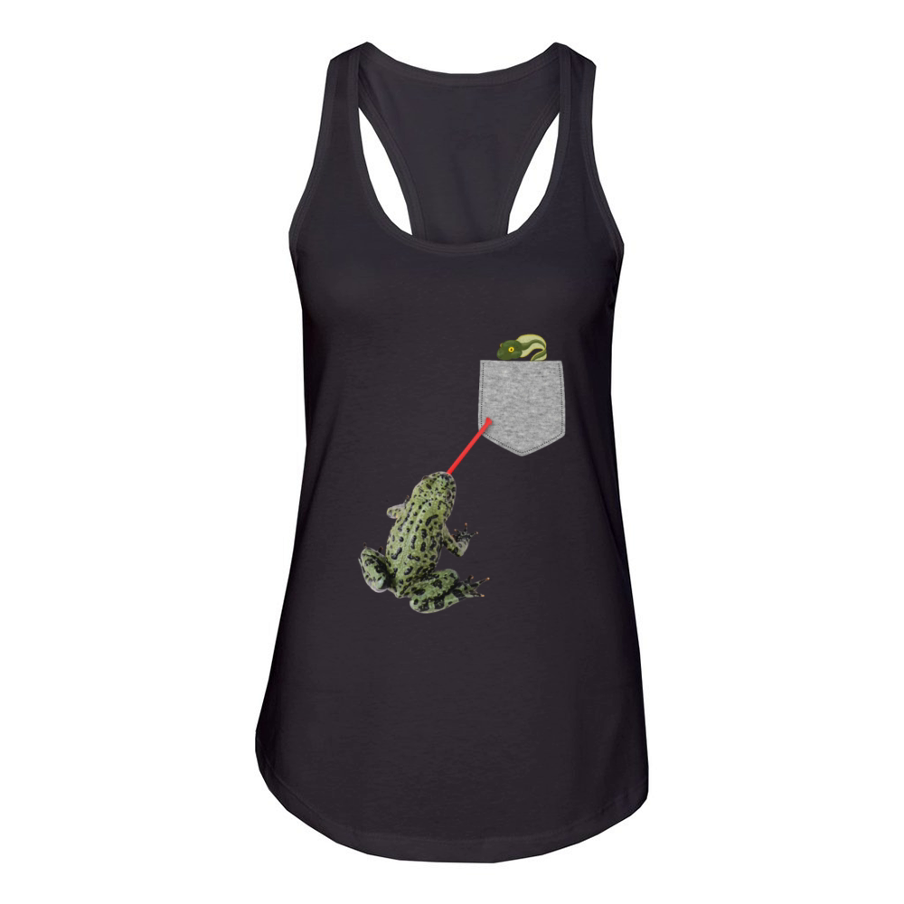 Frog Tongue Reaching For Tadpole In Your Pocket Women's Racerback Tank