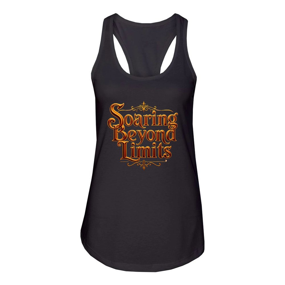 Ornate Soaring Beyond Limits Text Design Women's Racerback Tank